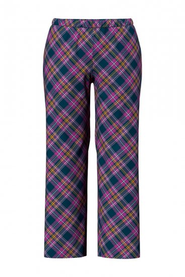 Ulla Popken 850864 3-delige pyjamaset met ruitjes Violet - Pyjama's en Loungewear - 