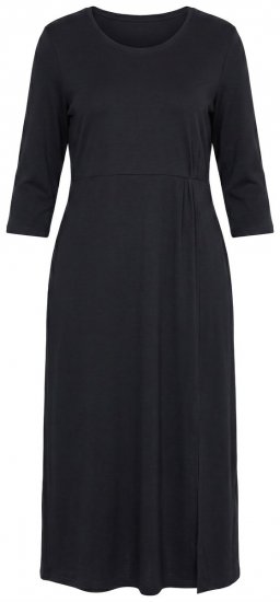 Ulla Popken 850910 Maxi-jurk met driekwartmouwen Zwart - Maxi jurken - Grote maten maxi jurken