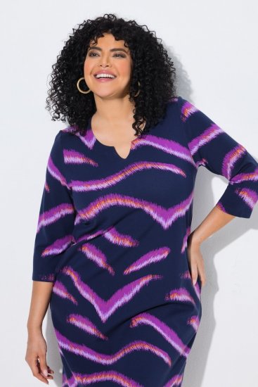 Ulla Popken 850920 Jersey jurk Donkerblauw - Kleedjes - Jurken in elke maat