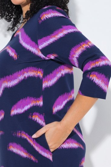 Ulla Popken 850920 Jersey jurk Donkerblauw - Kleedjes - Jurken in elke maat