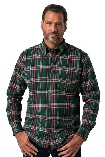 JP1880 850923 Geruit overhemd met lange mouwen Bosgroen TALL - TALL hemden - Hemden in TALL-lengte