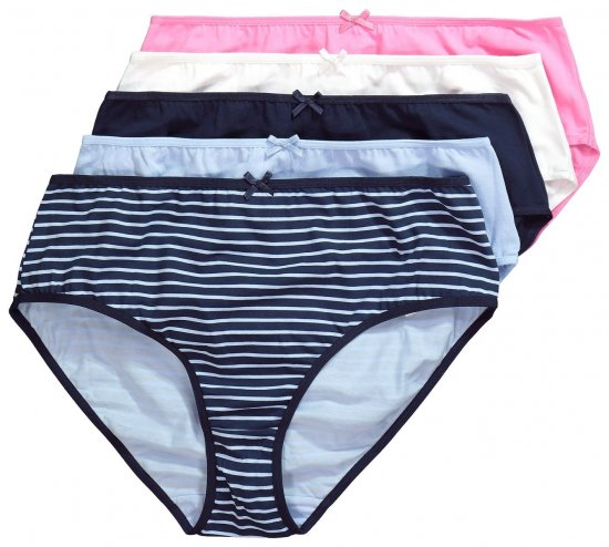 Ulla Popken 850966 Gestreepte slips 5-pack Donkerblauw - Slips - 