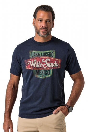 JP1880 850980 T-shirt met print in vintage look Donkerblauw TALL - TALL T-shirts - Extra lange T-shirts voor heren