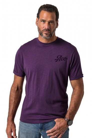 JP1880 850985 T-shirt met borstprint Donkerpaars TALL - TALL T-shirts - Extra lange T-shirts voor heren