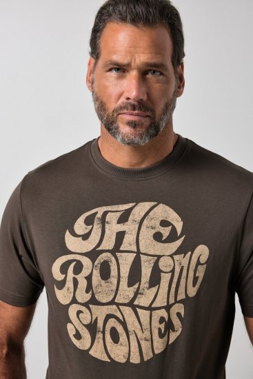 JP1880 851001 Rolling Stones Retro Logo T-shirt Hazelnoot - Band T-shirts - Band t-shirts vanaf 2XL