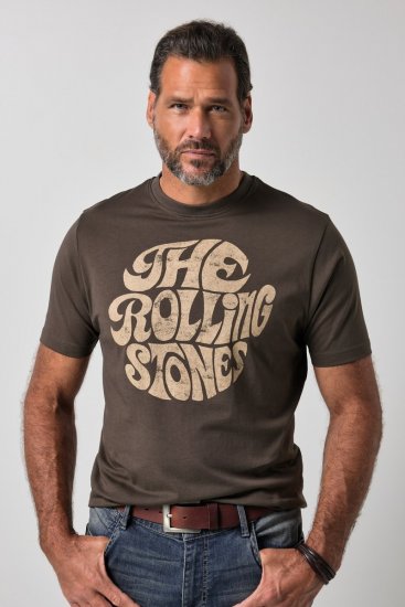 JP1880 851001 Rolling Stones Retro Logo T-shirt Hazelnoot - Band T-shirts - Band t-shirts vanaf 2XL