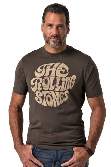 JP1880 851001 Rolling Stones Retro Logo T-shirt Hazelnoot TALL - TALL T-shirts - Extra lange T-shirts voor heren