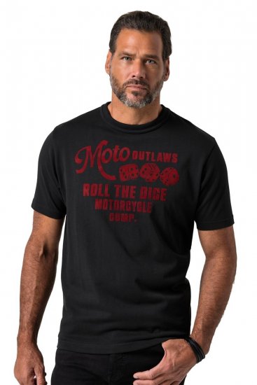 JP1880 851002 T-shirt met borstprint Zwart TALL - TALL T-shirts - Extra lange T-shirts voor heren