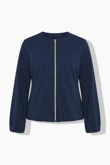 Ulla Popken 851040 Sweatvest met rits Donkerblauw - Sweatshirts - Dames sweatshirts in grote maten