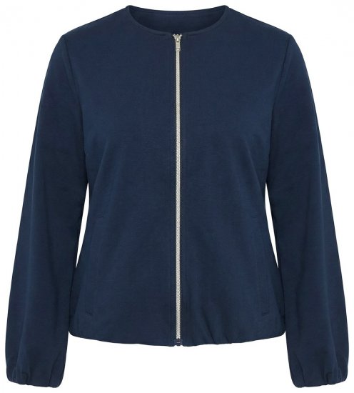 Ulla Popken 851040 Sweatvest met rits Donkerblauw - Sweatshirts - Dames sweatshirts in grote maten