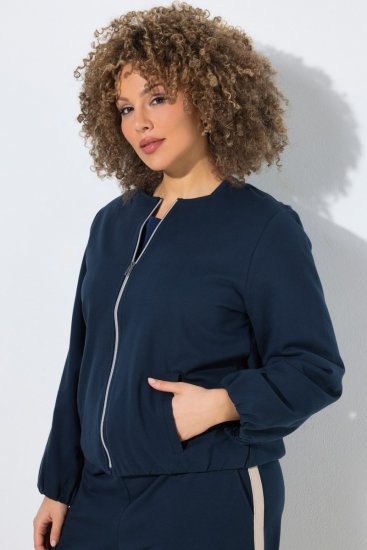 Ulla Popken 851040 Sweatvest met rits Donkerblauw - Sweatshirts - Dames sweatshirts in grote maten