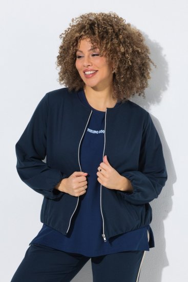 Ulla Popken 851040 Sweatvest met rits Donkerblauw - Sweatshirts - Dames sweatshirts in grote maten