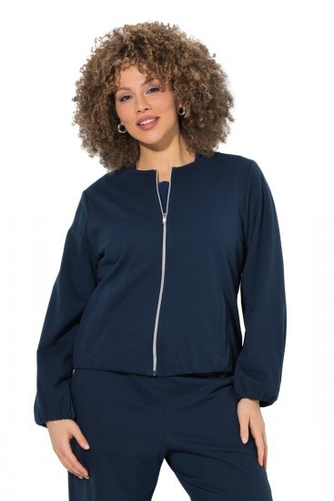 Ulla Popken 851040 Sweatvest met rits Donkerblauw - Sweatshirts - Dames sweatshirts in grote maten