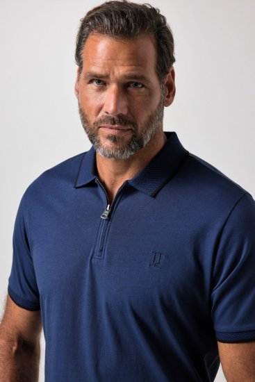 JP1880 851048 Poloshirt met rits Nachtblauw TALL - TALL polo's - Langere polo's: TALL-pasvorm