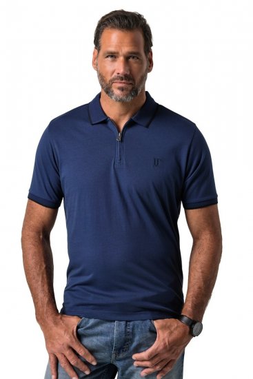JP1880 851048 Poloshirt met rits Nachtblauw TALL - TALL polo's - Langere polo's: TALL-pasvorm