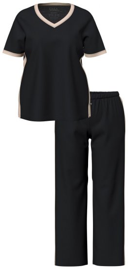 Ulla Popken 851245 Pyjama met strepen Zwart - Pyjama's en Loungewear - 