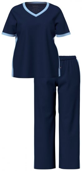 Ulla Popken 851245 Pyjama met strepen Donkerblauw - Pyjama's en Loungewear - 