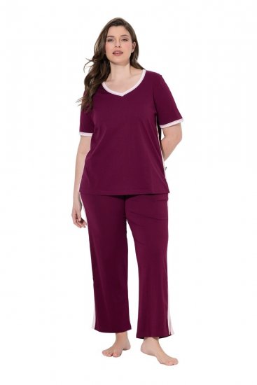 Ulla Popken 851245 Pyjama Bessenrood - Pyjama's en Loungewear - 
