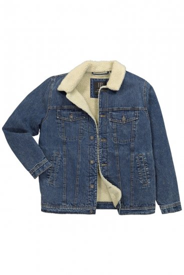JP1880 851363 Spijkerjack met teddyvoering Denimblauw TALL - TALL jassen - Jassen in TALL-maten