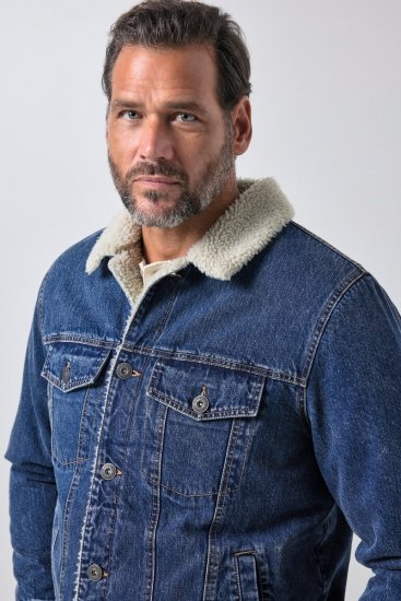 JP1880 851363 Spijkerjack met teddyvoering Denimblauw TALL - TALL jassen - Jassen in TALL-maten