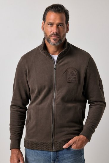 JP1880 851387 Sweatvest met rits Hazelnoot TALL - TALL sweatshirts - TALL sweatshirts voor lange mannen