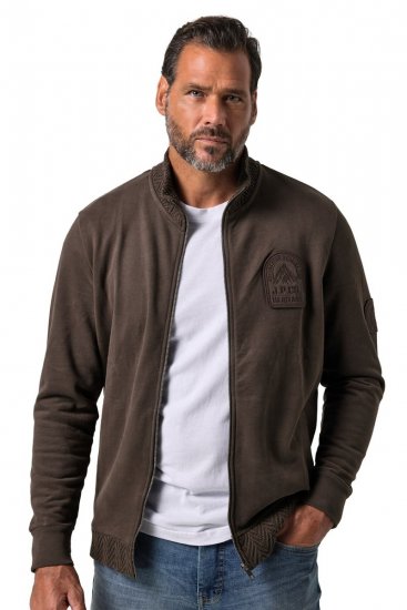 JP1880 851387 Sweatvest met rits Hazelnoot TALL - TALL sweatshirts - TALL sweatshirts voor lange mannen