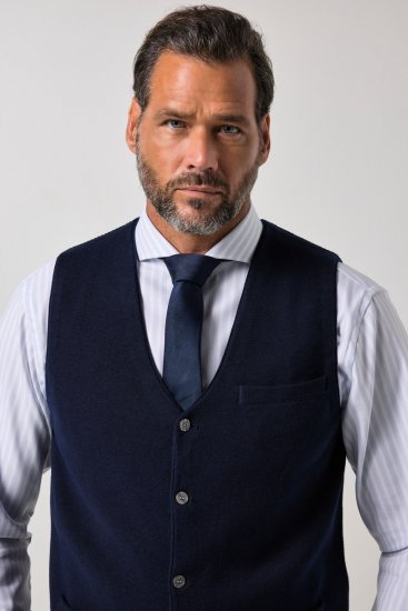 JP1880 851421 Gebreid gilet met V-hals Donkerblauw - Pakken - Grote Maten Kostuum Heren