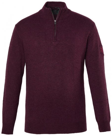JP1880 851428 Gebreide trui met halve rits Pruim TALL - TALL sweatshirts - TALL sweatshirts voor lange mannen