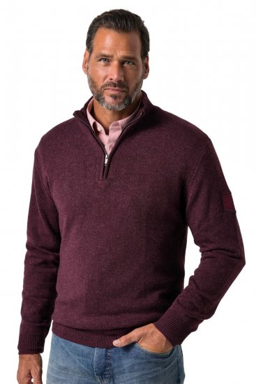 JP1880 851428 Gebreide trui met halve rits Pruim TALL - TALL sweatshirts - TALL sweatshirts voor lange mannen