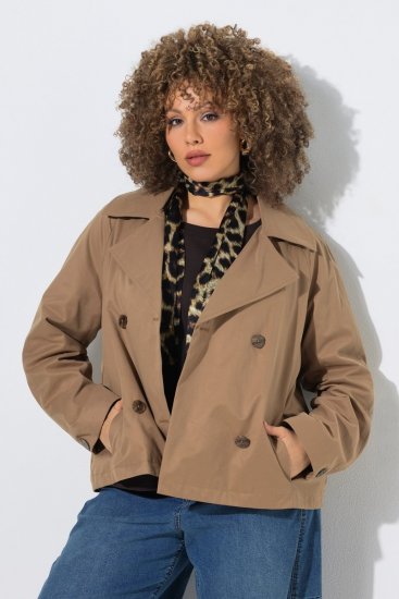 Ulla Popken 851435 Trenchcoat Bruin - Jassen - Grote maten dames jassen
