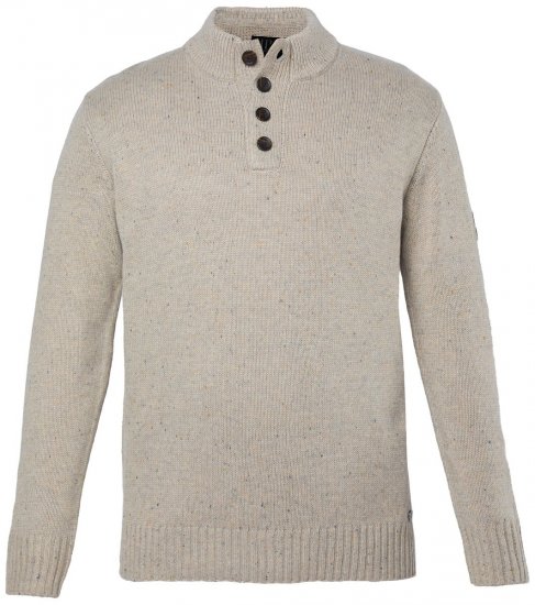 JP1880 851436 Gebreide trui met knoopkraag Notenbruin TALL - TALL sweatshirts - TALL sweatshirts voor lange mannen