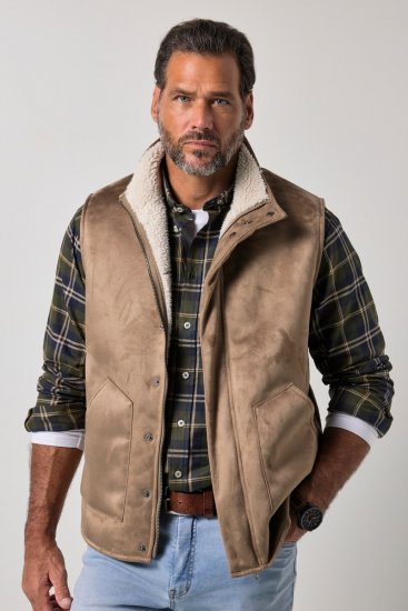 JP1880 851516 Bodywarmer in suèdelook met teddyvoering Beige - Jassen - Grote Maten Herenjassen