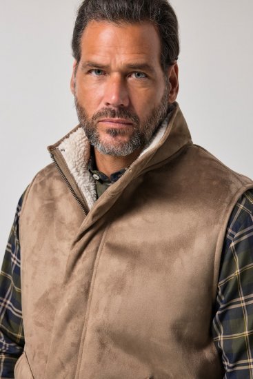 JP1880 851516 Bodywarmer in suèdelook met teddyvoering Beige - Jassen - Grote Maten Herenjassen