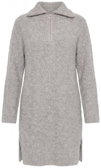 Ulla Popken 851563 Gebreide jurk met lange mouwen Beige - Kleedjes - Jurken in elke maat