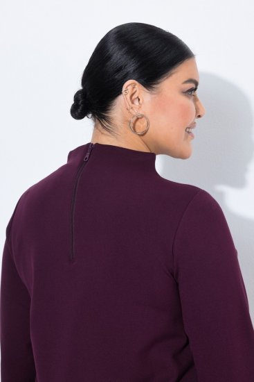 Ulla Popken 851664 Jersey jurk met col Pruim - Kleedjes - Jurken in elke maat
