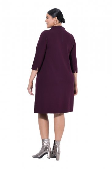 Ulla Popken 851664 Jersey jurk met col Pruim - Kleedjes - Jurken in elke maat