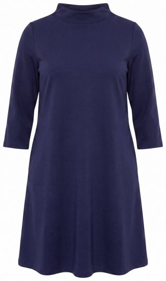 Ulla Popken 851664 A-lijn jersey jurk met zakken Donkerblauw - Kleedjes - Jurken in elke maat