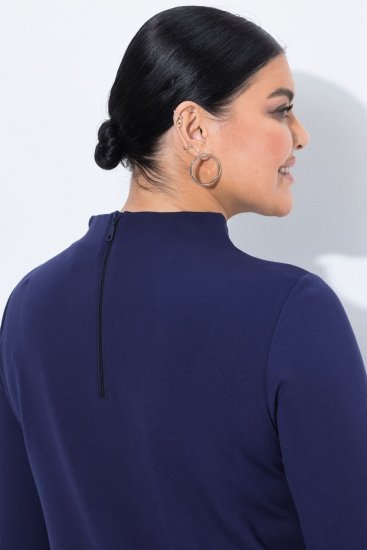 Ulla Popken 851664 A-lijn jersey jurk met zakken Donkerblauw - Kleedjes - Jurken in elke maat