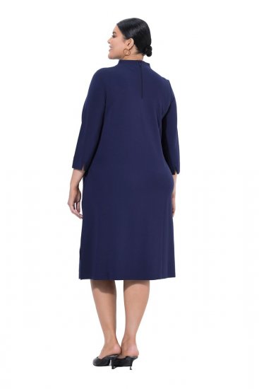 Ulla Popken 851664 A-lijn jersey jurk met zakken Donkerblauw - Kleedjes - Jurken in elke maat