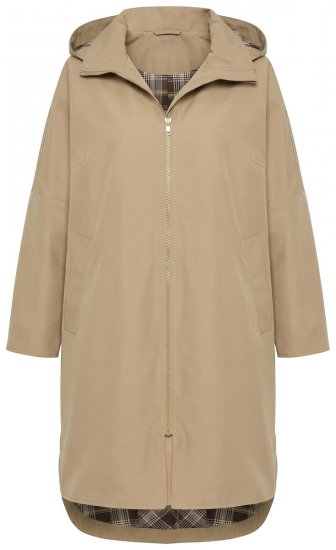 Ulla Popken 851764 Oversized jas met afneembare capuchon Zand - Jassen - Grote maten dames jassen