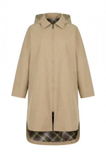 Ulla Popken 851764 Oversized jas met afneembare capuchon Zand - Jassen - Grote maten dames jassen