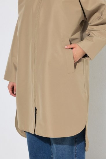 Ulla Popken 851764 Oversized jas met afneembare capuchon Zand - Jassen - Grote maten dames jassen