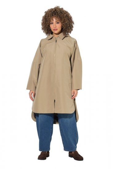 Ulla Popken 851764 Oversized jas met afneembare capuchon Zand - Jassen - Grote maten dames jassen