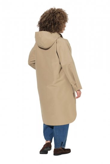 Ulla Popken 851764 Oversized jas met afneembare capuchon Zand - Jassen - Grote maten dames jassen