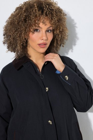 Ulla Popken 851765 Corduroy jas Donkerblauw - Jassen - Grote maten dames jassen