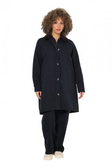 Ulla Popken 851765 Corduroy jas Donkerblauw - Jassen - Grote maten dames jassen
