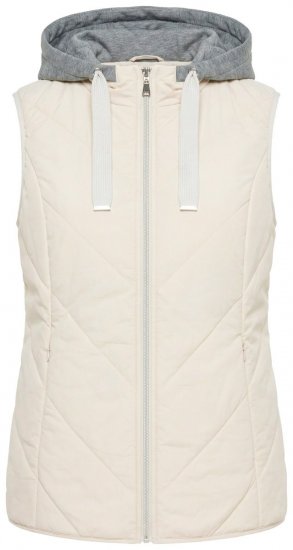 Ulla Popken 851781 Gewatteerd vest met capuchon Gebroken wit - Bodywarmers - 