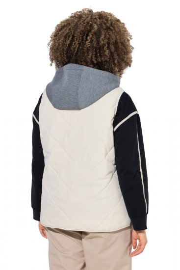 Ulla Popken 851781 Gewatteerd vest met capuchon Gebroken wit - Bodywarmers - 
