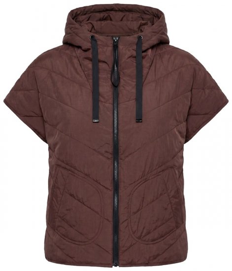 Ulla Popken 851785 Oversized gewatteerd vest met capuchon Bruin - Bodywarmers - 