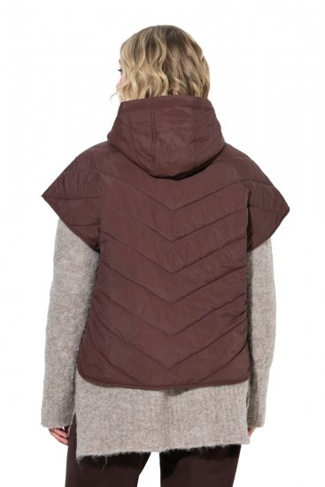 Ulla Popken 851785 Oversized gewatteerd vest met capuchon Bruin - Bodywarmers - 